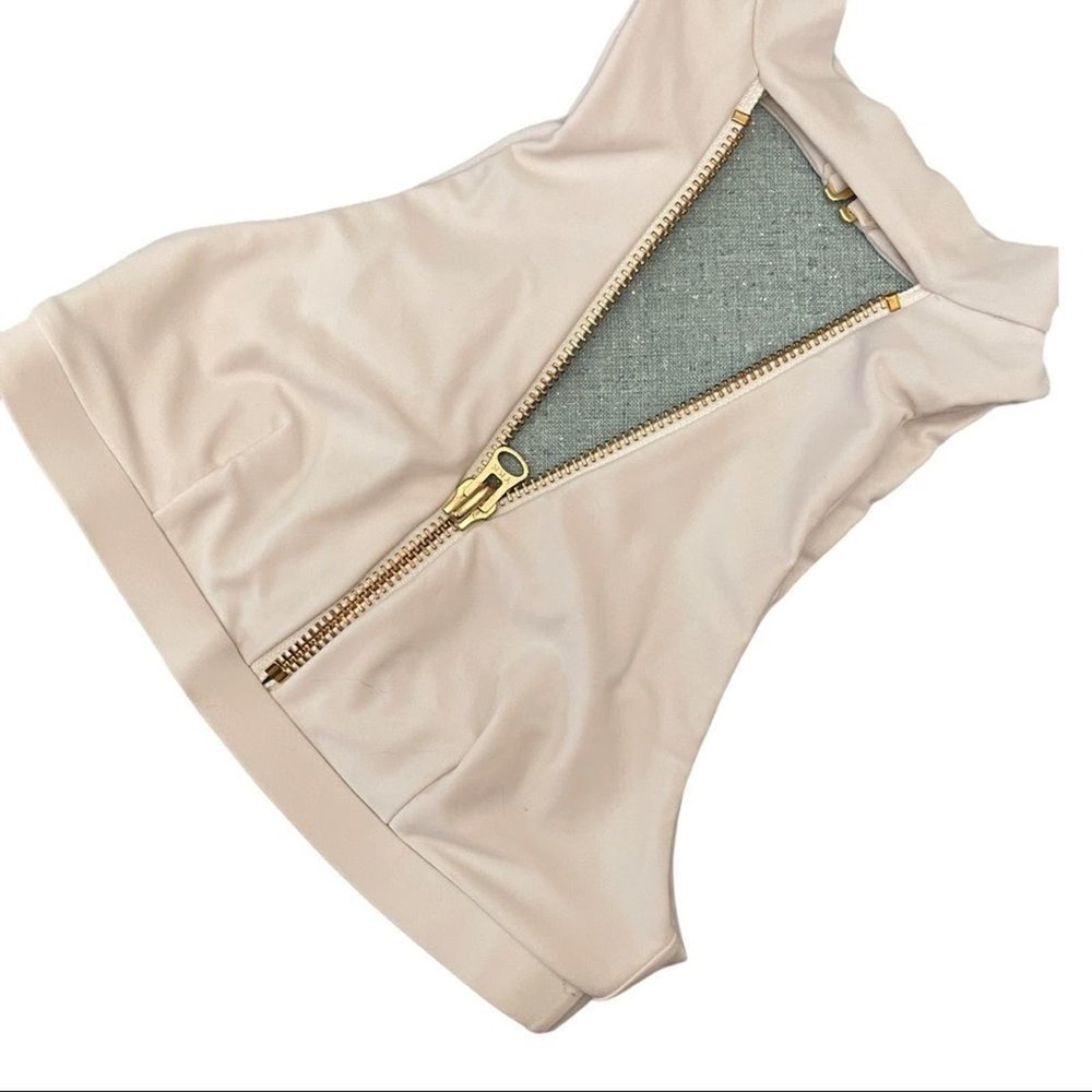 Beach Bunny Bikini Top Gold Zipper
